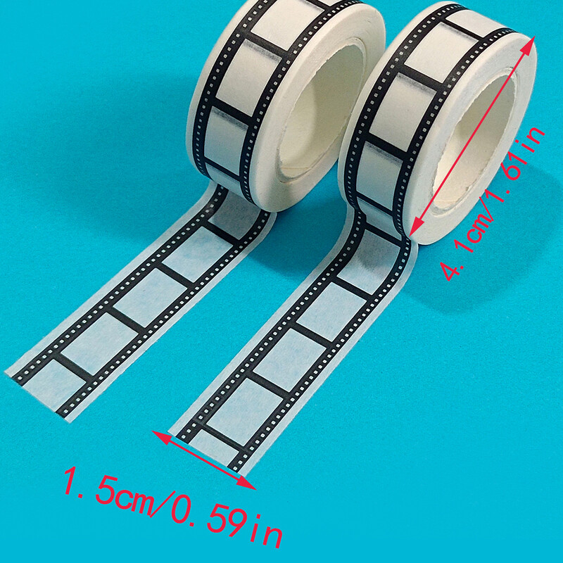10M*15mm лента за печат на ролка на фотоапарата Скрапбук Направи си сам стикер Декорация Японска лента хартия Черно бели ръбове