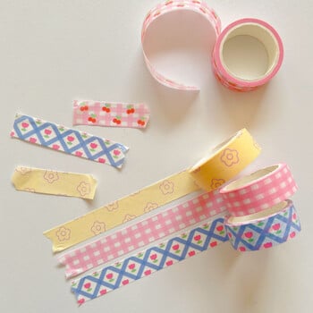 1 τεμ Pink Grid Cherry Flower Tape Washi Διακοσμητική κολλητική ταινία Χρώμα κάλυψης για αυτοκόλλητο Scrapbooking Tape DIY Stationery