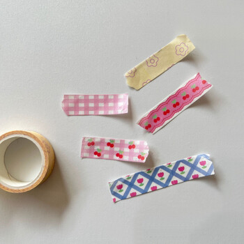 1 τεμ Pink Grid Cherry Flower Tape Washi Διακοσμητική κολλητική ταινία Χρώμα κάλυψης για αυτοκόλλητο Scrapbooking Tape DIY Stationery