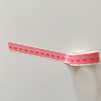 1 τεμ Pink Grid Cherry Flower Tape Washi Διακοσμητική κολλητική ταινία Χρώμα κάλυψης για αυτοκόλλητο Scrapbooking Tape DIY Stationery