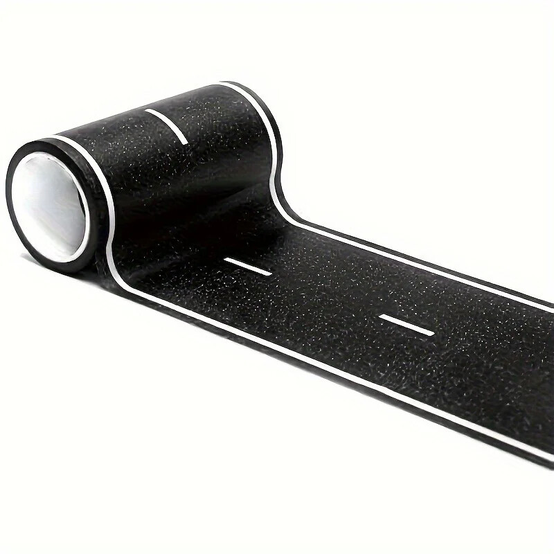 Korduvkasutatavad multifilmi maanteeraja kleebised Must teeteip peosõidu sisekujunduseks, eelkleebitud sädeleva viimistlusega automaatteemaline kaunistus