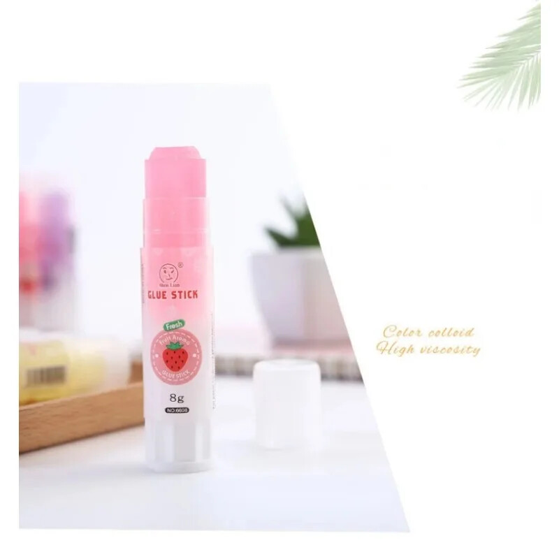 4PC Fruit Color Fruit Flavor Cietā līmes nūja, droša un bērniem draudzīga skolas biroja piederumiem