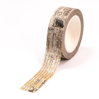 НОВО 1PC 10M Декоративни реколта Kraft Script Вестници Печати Карта Маскиране Washi Тиксо Залепващи стикери Сладък дневник Канцеларски материали