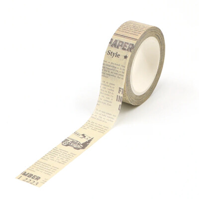 НОВО 1PC 10M Декоративни реколта Kraft Script Вестници Печати Карта Маскиране Washi Тиксо Залепващи стикери Сладък дневник Канцеларски материали