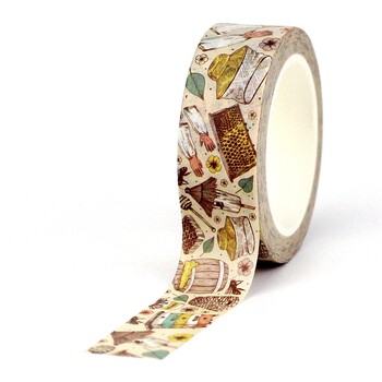 2023 ΝΕΟ 1 ΤΕΜ. 10M Διακοσμητικό Vintage Bees Hive Honey Flowers Gnomes Washi Tape Set for Journaling Masking Tape Cute Papeleria