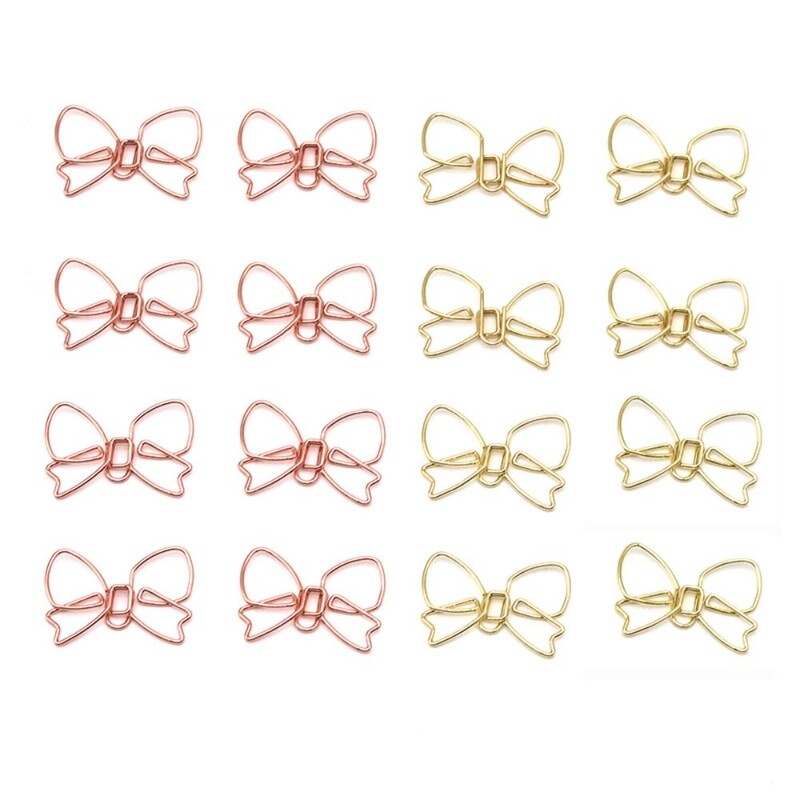 10 bucăți agrafe de hârtie cu fundă în formă specială de hârtie decorativă metal cleme de hârtie creative clip de carte de aur birou/școală