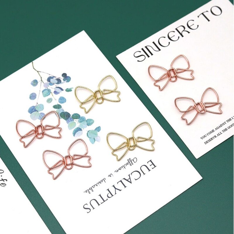 10 bucăți agrafe de hârtie cu fundă în formă specială de hârtie decorativă metal cleme de hârtie creative clip de carte de aur birou/școală