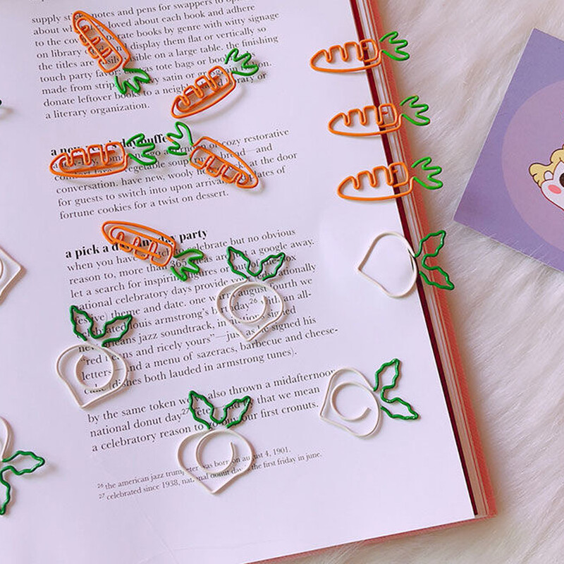 1 buc. Agrafă metalică în formă de morcov, în formă de mazăre, semn de carte, agrafă, accesorii pentru școală, rechizite de birou