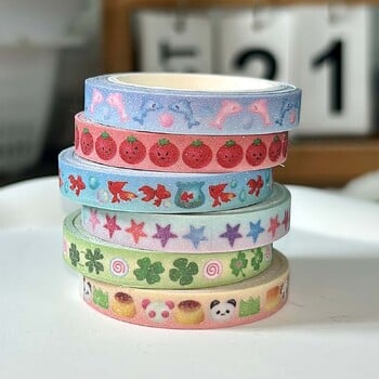 Kawaii τετράφυλλη ταινία Washi Clover Cute Tomato Deco Washi Tape with Sand-Sand Shimmer Making Tape με χαρτί απελευθέρωσης