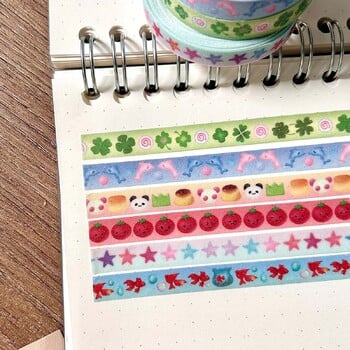 Kawaii τετράφυλλη ταινία Washi Clover Cute Tomato Deco Washi Tape with Sand-Sand Shimmer Making Tape με χαρτί απελευθέρωσης