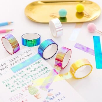 5m Laser Glitter Washi Tape Διακοσμητική αυτοκόλλητη κάλυψη Scrapbooking άλμπουμ κοριτσιών Stationery Tape αυτοκόλλητα χαρτικά φωτογραφία Ημερολόγιο