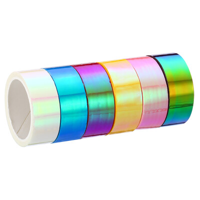 6 rull 15 mm x 5 m metalliseeritud teip Isekleepuv holograafiline foolium peegel metallist maskeerimiskleebis kaunistus scrapbooking maalriteip