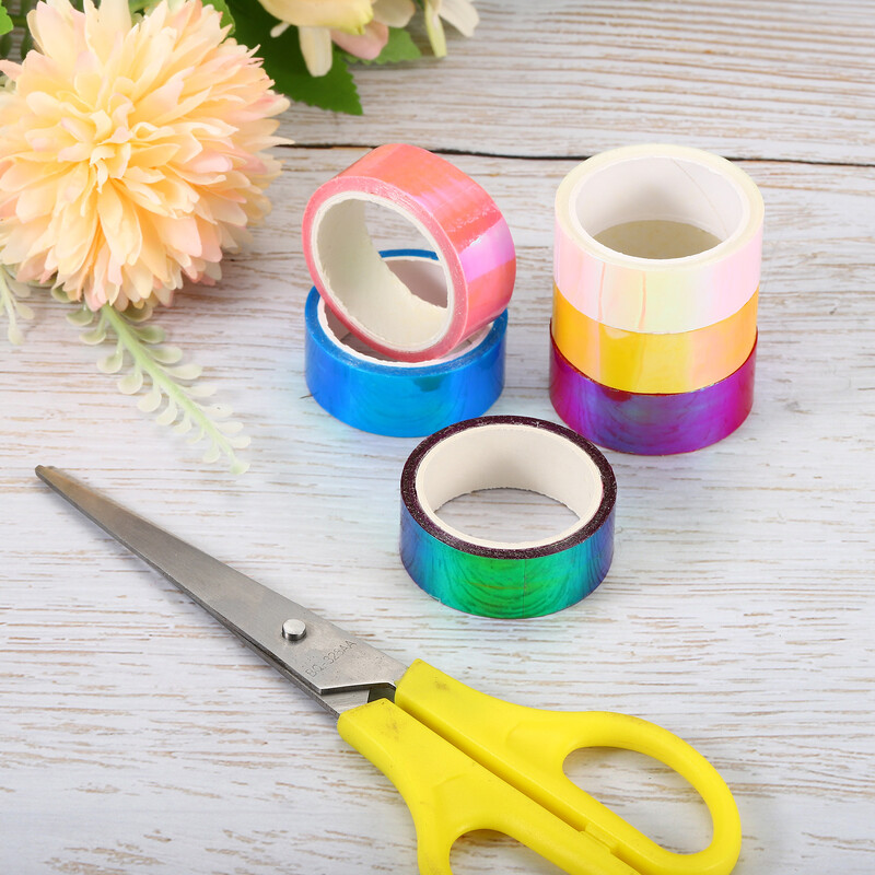 6 rull 15 mm x 5 m metalliseeritud teip Isekleepuv holograafiline foolium peegel metallist maskeerimiskleebis kaunistus scrapbooking maalriteip