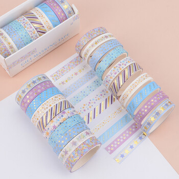 10Rolls Stars Washi Tape Διακοσμητική κολλητική ταινία Σχολικό περιοδικό Προμήθειες Χρυσό φύλλο Scrapbooking Ταινία κάλυψης χαρτικών Kawaii