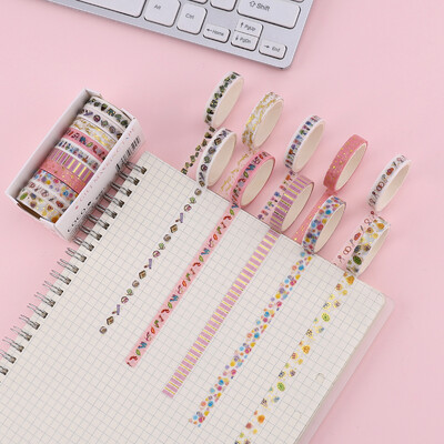 10 ролки Stars Washi Tape Декоративна самозалепваща лента Училищни дневници Консумативи Златно фолио Скрапбукинг Kawaii Канцеларски материали Маскираща лента