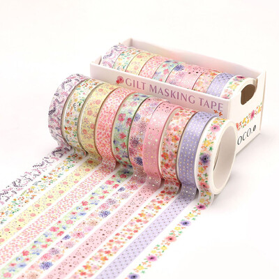 10 ролки Stars Washi Tape Декоративна самозалепваща лента Училищни дневници Консумативи Златно фолио Скрапбукинг Kawaii Канцеларски материали Маскираща лента