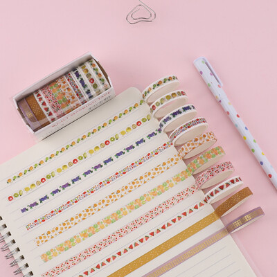 10 ролки Stars Washi Tape Декоративна самозалепваща лента Училищни дневници Консумативи Златно фолио Скрапбукинг Kawaii Канцеларски материали Маскираща лента