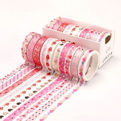 10 ролки Stars Washi Tape Декоративна самозалепваща лента Училищни дневници Консумативи Златно фолио Скрапбукинг Kawaii Канцеларски материали Маскираща лента