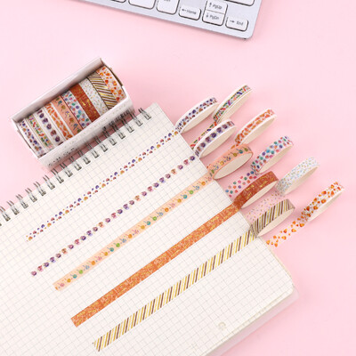 10 ролки Stars Washi Tape Декоративна самозалепваща лента Училищни дневници Консумативи Златно фолио Скрапбукинг Kawaii Канцеларски материали Маскираща лента