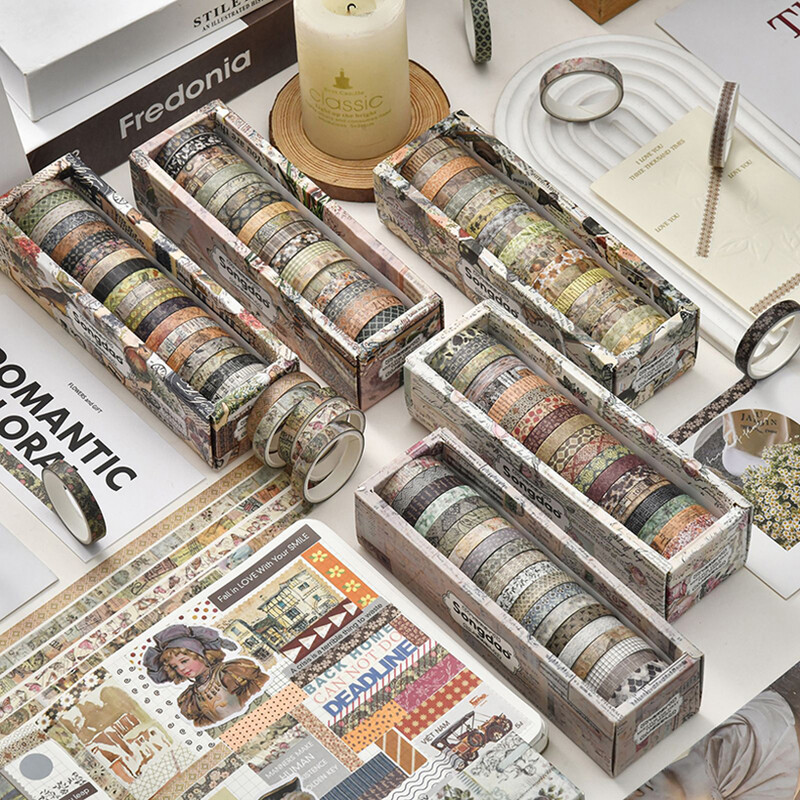 Retro Washi Tape 20 Rolls Scrapbooking Supplies Washitape Χαρτικά Cinta Adhesiva Decorativa Σχολικά Προμήθειες Ταινία κάλυψης