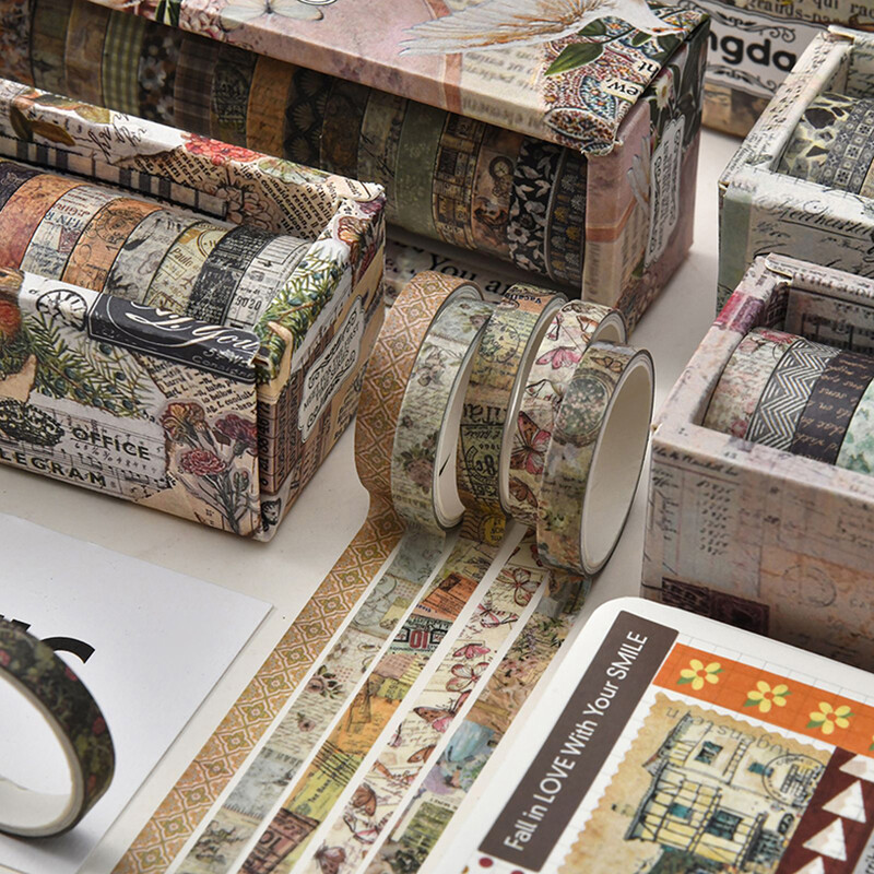 Retro Washi Tape 20 Rolls Scrapbooking Supplies Washitape Χαρτικά Cinta Adhesiva Decorativa Σχολικά Προμήθειες Ταινία κάλυψης
