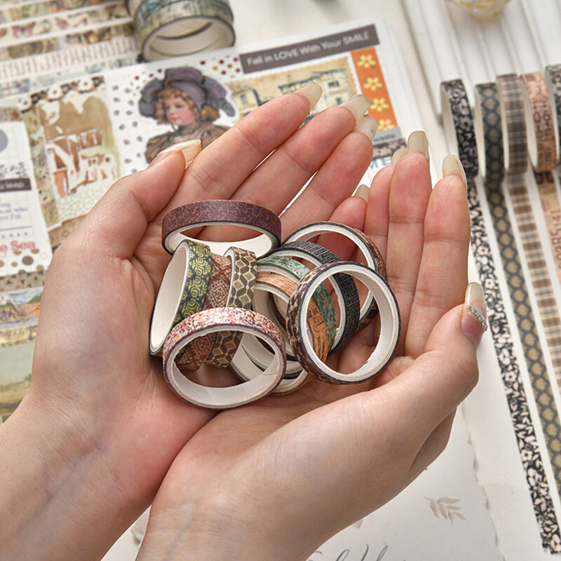 Retro Washi Tape 20 Rolls Scrapbooking Supplies Washitape Χαρτικά Cinta Adhesiva Decorativa Σχολικά Προμήθειες Ταινία κάλυψης
