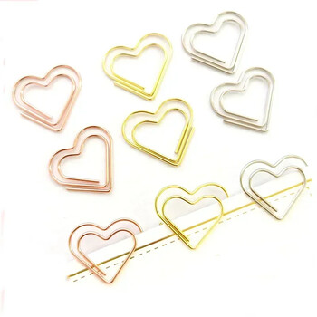 50 τεμ./συσκευασία Hearts Metal Clips Mini Papers Binder Clip Σελιδοδείκτης Βιβλιοδετικό Βιβλίο Διακόσμηση σημειωματάριων Χαρτικά Σχολικά βιβλιοδεσία