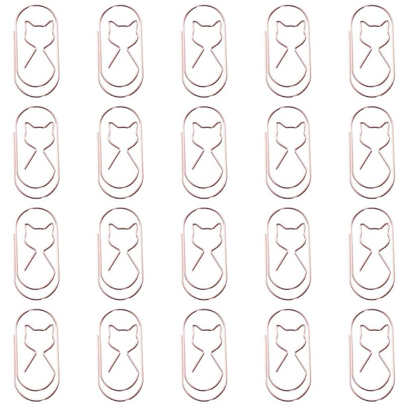 20 KOM. Spajalice za papir od ružičastog zlata Izdržljivi metalni veliki registratori Stezaljke za datoteke u obliku mačke Oznaka