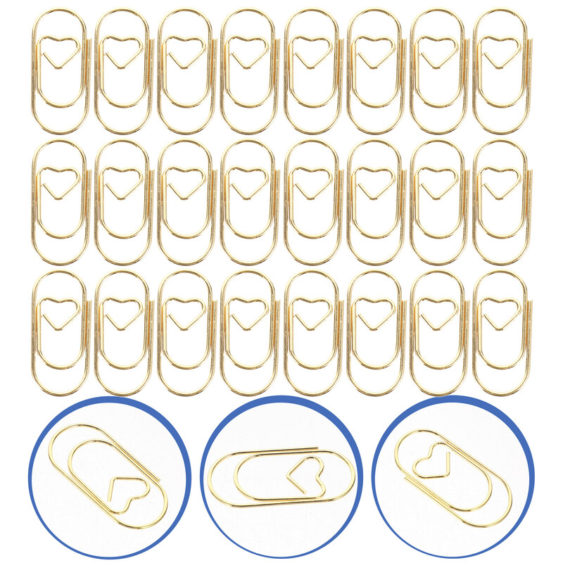 100 tk. Südame kirjaklambrid Mitmevärvilised failid Kirjaklambrid Raamatu lugemine Väikeste dokumentide lugemine Heegeldatud Mini Kudumiskontor