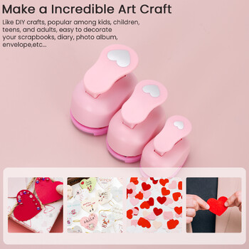 3PCS Heart Punch Set, 3/8 Inch, 5/8 Inch, 1 Heart Hole Punch Set for Scrapbooking, Card Card, DIY Photo Albums, Gift Tags