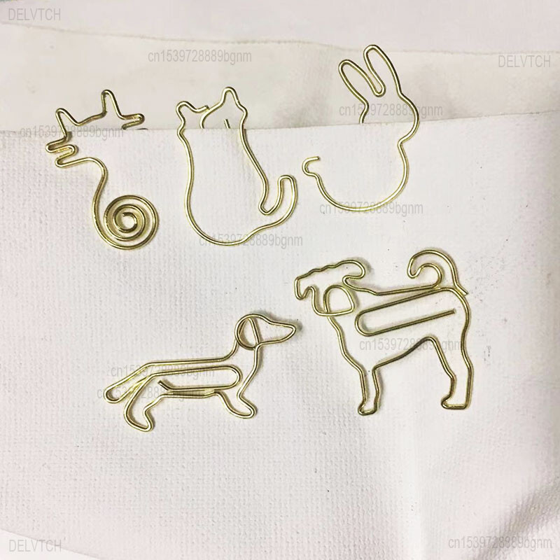 Mini spajalice od 30 komada različitog oblika Metalne spajalice za oznake Set fotografija Ulaznica Pribor za pisanje Pribor Zlatna boja