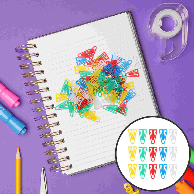 100 kom. Trokutaste spajalice za papir Male kopče Uredski materijal Male višenamjenske spajalice za papir Stolni praktični plastični dodaci