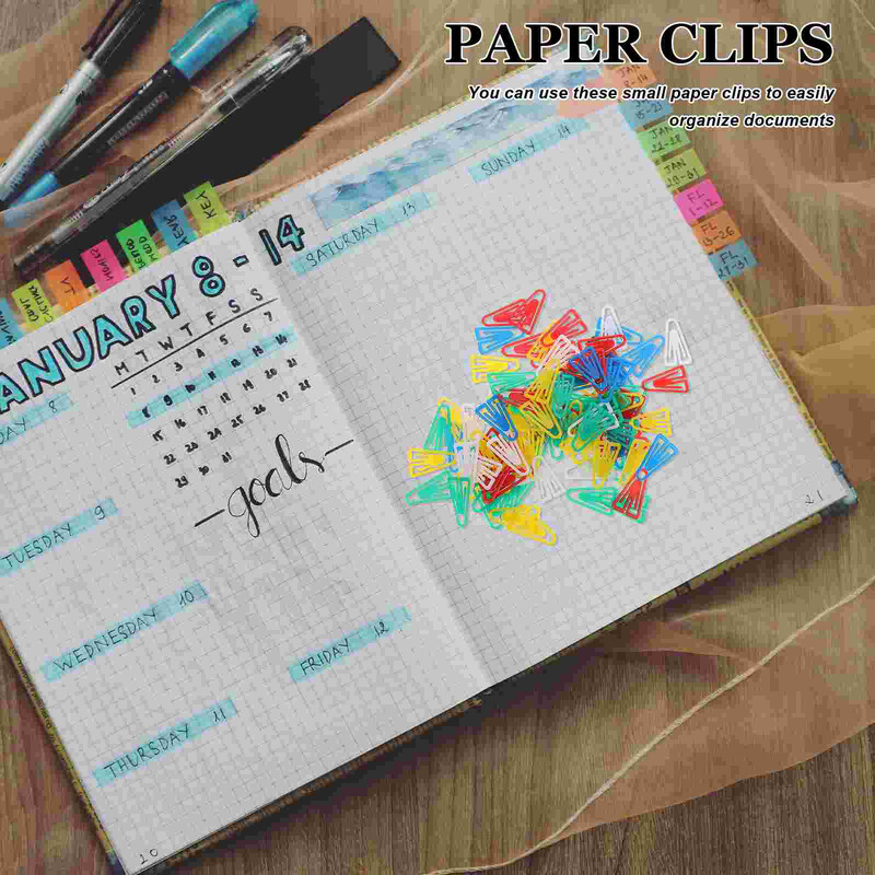 100 kom. Trokutaste spajalice za papir Male kopče Uredski materijal Male višenamjenske spajalice za papir Stolni praktični plastični dodaci