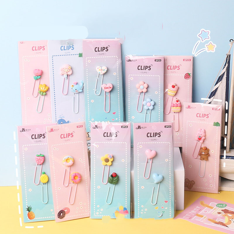 Kawaii Забавна форма Скрепка за хартия Творческа карикатура Скрепка за хартия Учене Подвързване Офис консумативи Отметка за ученик