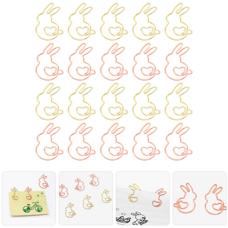 Mielos sąvaržėlės Triušio formos 20vnt Metaliniai popieriaus gnybtukai Žymelių segtukai Failas Dokumentų spaustukai Paveikslėliai Nuotraukų spaustukai Pradžia