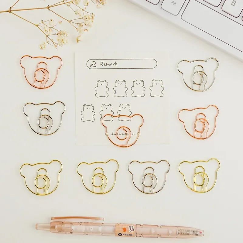 10 tk Kawaii karu kirjaklambrid armsad minijärjehoidjad piletid fotoköiteklambrid failiklambrid lapiklambrid kontoriköitmistarbed