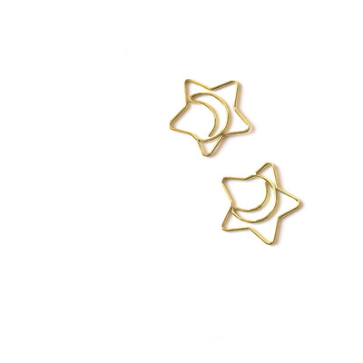 50 tk / kott minikuu ja tähed kuldne roosa kuld Värviklamber Järjehoidja köitmisklamber Kontoritarvikud paberiklambrid Lapikujuline klamber