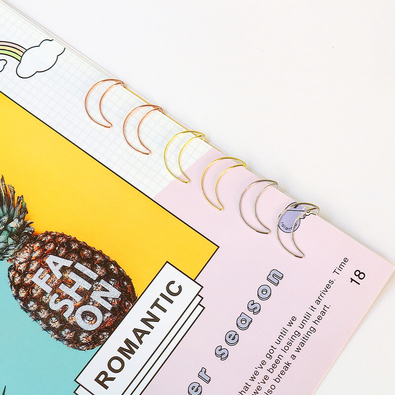 20 komada Moon spajalica za papir, ružičasto zlato, spajalica za papir, zlatna ploča, spajalica za papir, slatka igla za uredske papire, srebrni mjesec