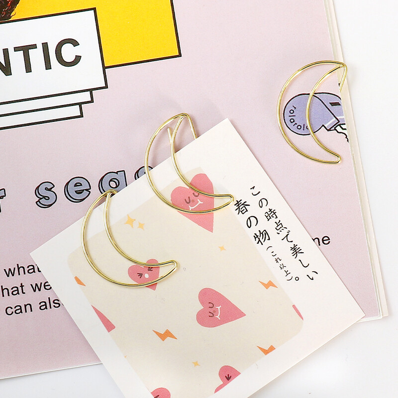 20 komada Moon spajalica za papir, ružičasto zlato, spajalica za papir, zlatna ploča, spajalica za papir, slatka igla za uredske papire, srebrni mjesec