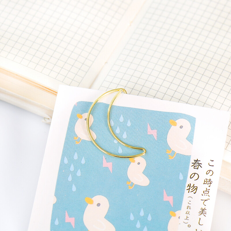 20 komada Moon spajalica za papir, ružičasto zlato, spajalica za papir, zlatna ploča, spajalica za papir, slatka igla za uredske papire, srebrni mjesec