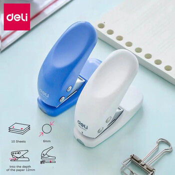 DELI Mini Paper Punch Portable Size 1 Hole Punch Machine 6mm 10 Sheets Σχολικά είδη