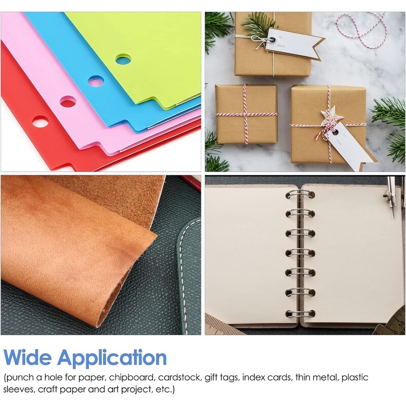 Perforator cu o singură gaură Capacitate de 1/4" 20 de coli Perforator portabil Bază albastră anti-alunecare Ideal pentru proiecte de artă artizanale din PAL din hârtie