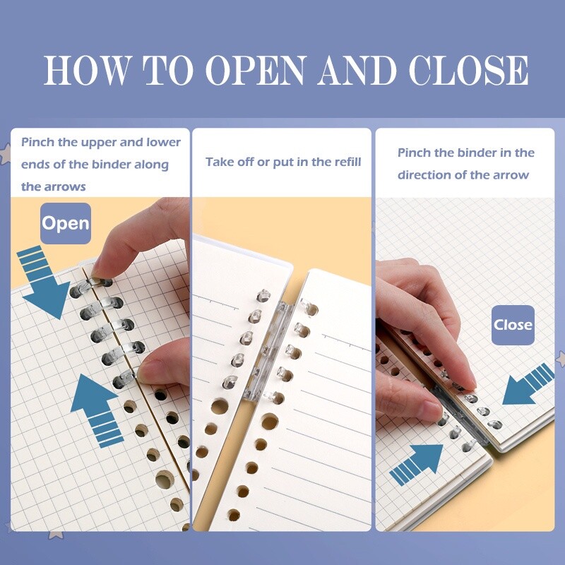 10 bucăți cu 5 găuri, cu inele din plastic, A5/B5, pentru caiete de papetărie