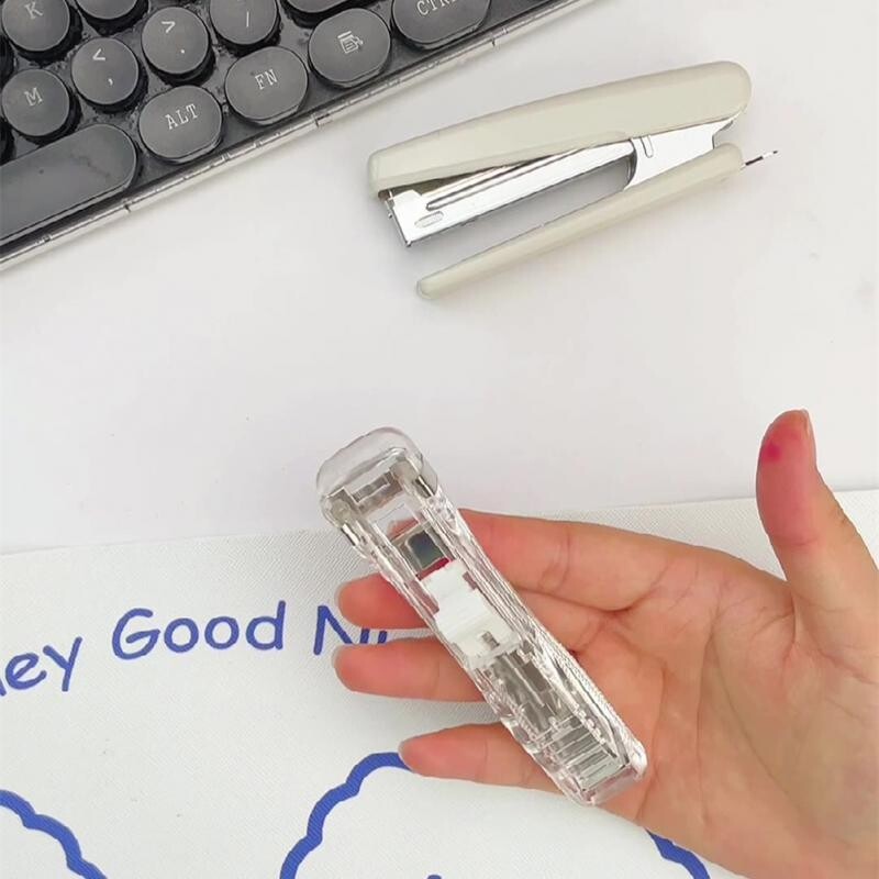 Mini clemă de mână reutilizabilă fără urme Capsator cu împingere fișier pentru cărți de hârtie, birou, școală, legare pentru elevi, instrumente de legare, accesorii