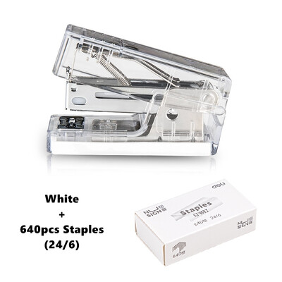 Läbipaistev klammerdaja ja 640 tk 24/6 klambrite komplekt Miniformaadis lepinguline värviline köide Kontoriköitmistööriistad Koolitarbed A6777
