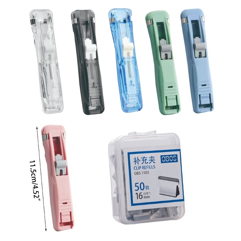 Ručni dozator spajalica za papir Kapacitet 40-50 listova Uvez bez oštećenja, metalne stezaljke za papir za višekratnu upotrebu Stezaljka za fascikle