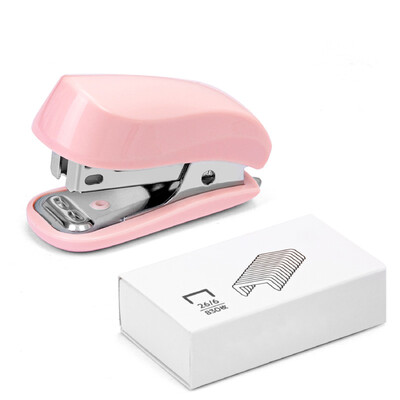 Комплект мини телбод Преносим малък телбод и телбод за подвързване на хартия Студентски канцеларски материали Синьо Розово Бяло