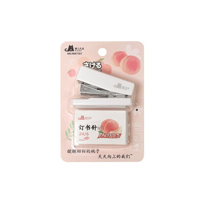 Capsator portabil cu 400 de bucăți 24/6 capse Kawaii piersic Mini capsator Mașină de legare de cărți Liant de documente din hârtie Accesorii de birou