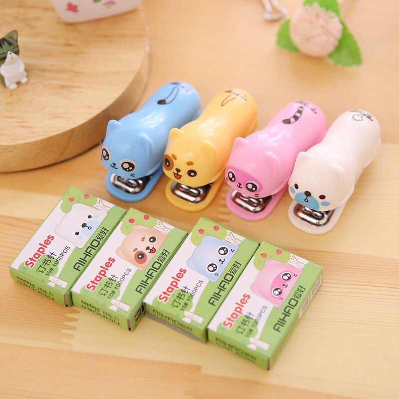 Capsator drăguț pentru câini și pisici 1000 buc mini capsă pentru legarea vopselei Papetarie rechizite școlare de birou grapadoras de oficina f116