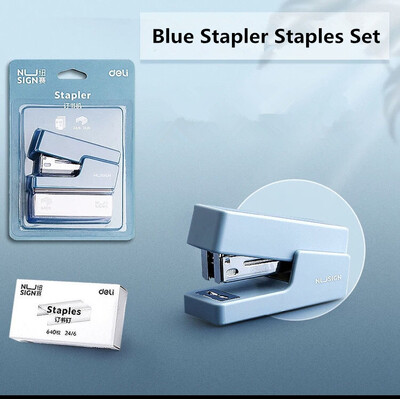 Deli Macaron Mini Set de capsatoare manuale portabile 24/6 capse Rechizite de birou pentru școală Instrument de legare a fișierelor de afaceri Papetarie pentru studenți